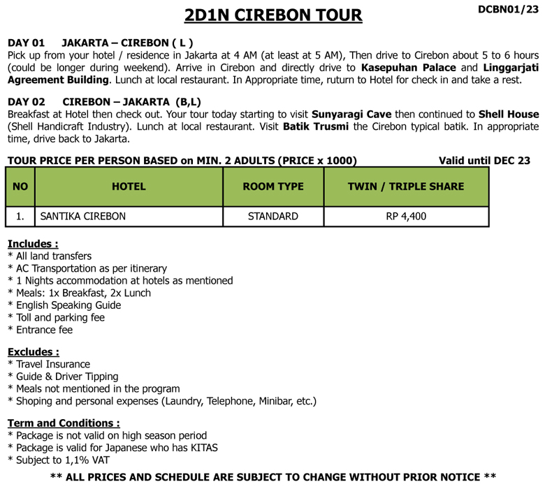 2D1N CIREBON TOUR