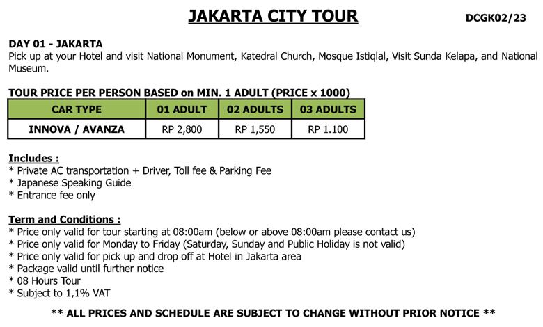 JAKARTA CITY TOUR