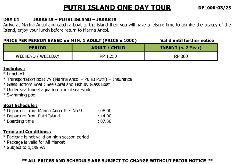 PUTRI ISLAND ONE DAY TOUR